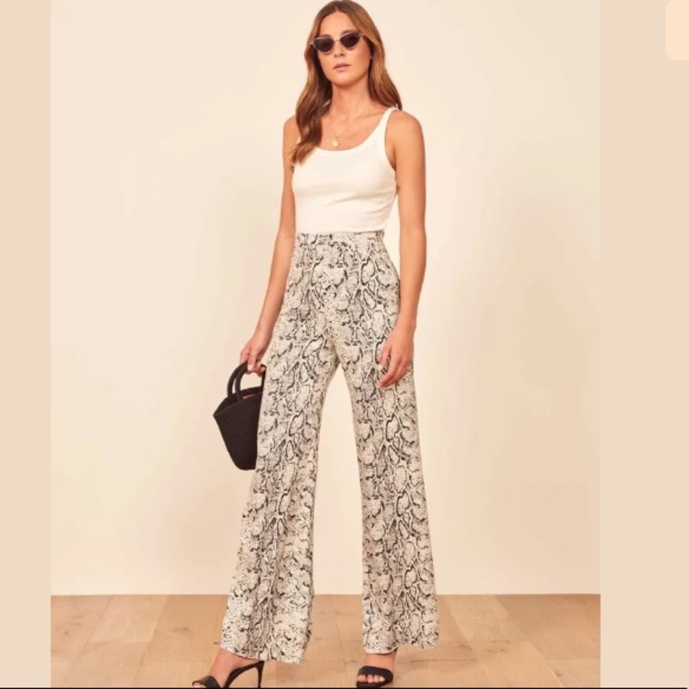 REFORMATION Python Snake SORRENTI WIDE LEG PANTS 6